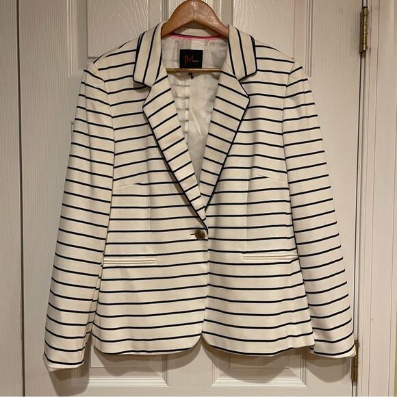 JM Studio Blazer Jacket Women's Size 18 Striped Career Office Casual Stretch Top - Picture 9 of 10